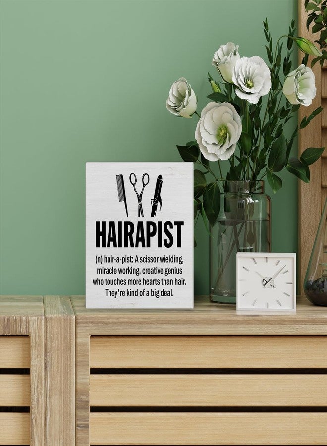 PIXCEOS Hairstylist Gifts, Hair Salon Decor Hairapist Definition Wooden Sign Hair Salon Barbershop Decor 5 X 5 Inches Rustic Hairdresser Wood Block Signs for Desk Shelf Table - Image 5